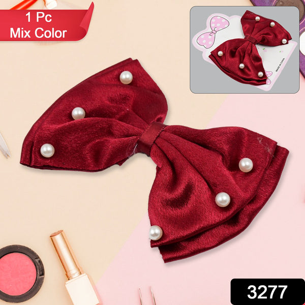 Hair Bow Knot Clip Suitable For Girls (1 Pc  Multicolour)